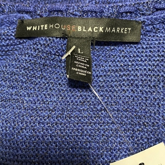 White House Black Market Sleeveless Sweater with Metallic Shine Blue Size L NEW - Picture 10 of 12